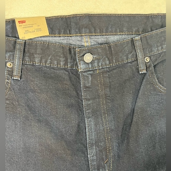 NWT Levi’s 569 40W 32L Loose Fit Straight Leg Dark Wash Stiff Denim Raw Jeans - Picture 5 of 11